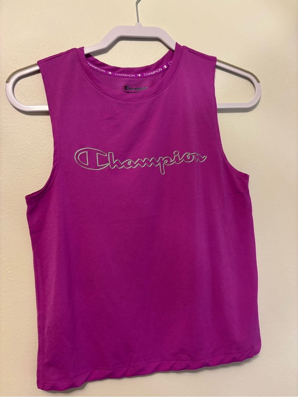 Champion Women's Tank Top in Magenta with Silver Logo